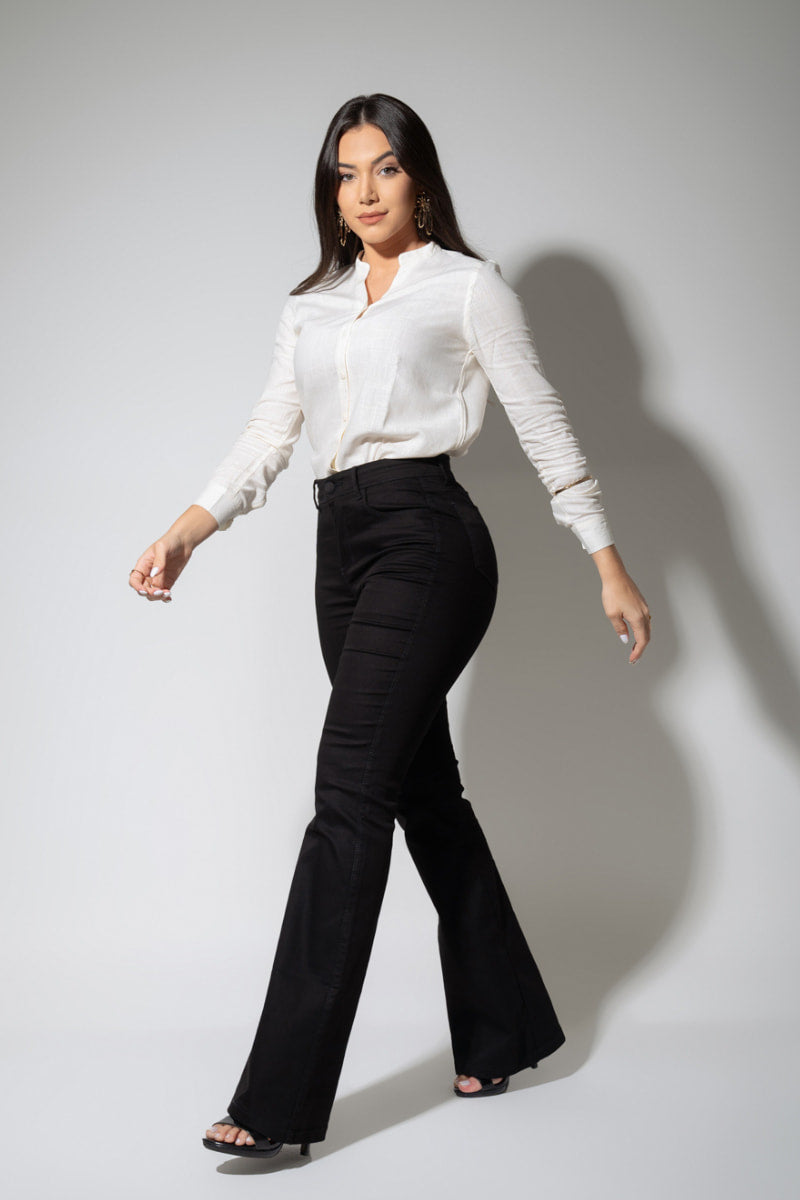 Black Shaping Flare Pants That Won't Fade