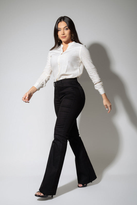 Black Shaping Flare Pants That Won't Fade